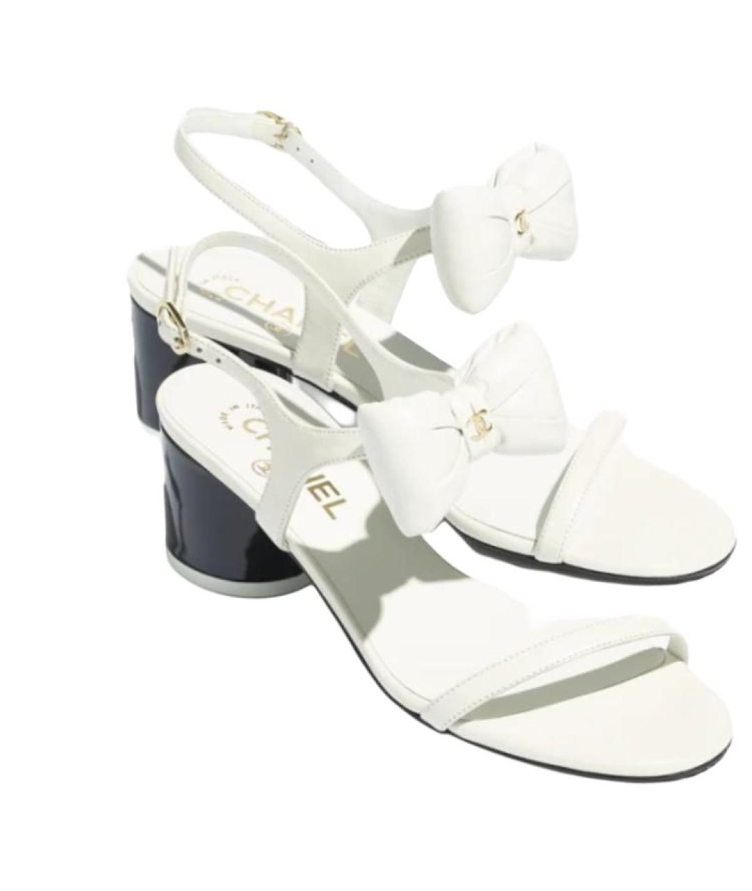 CHANEL Белые кожаные босоножки, фото 3