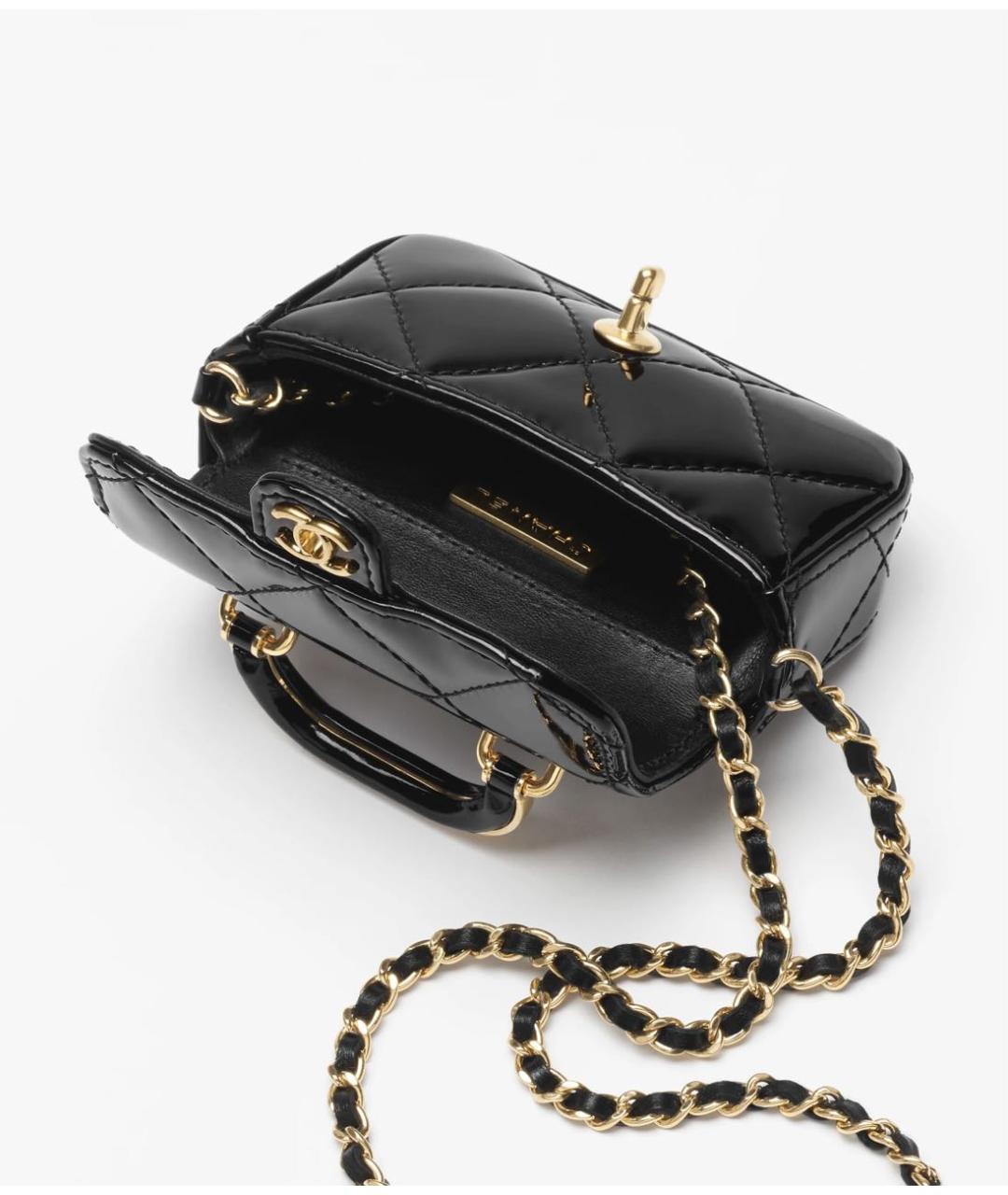 CHANEL Черная сумка через плечо из лакированной кожи, фото 2