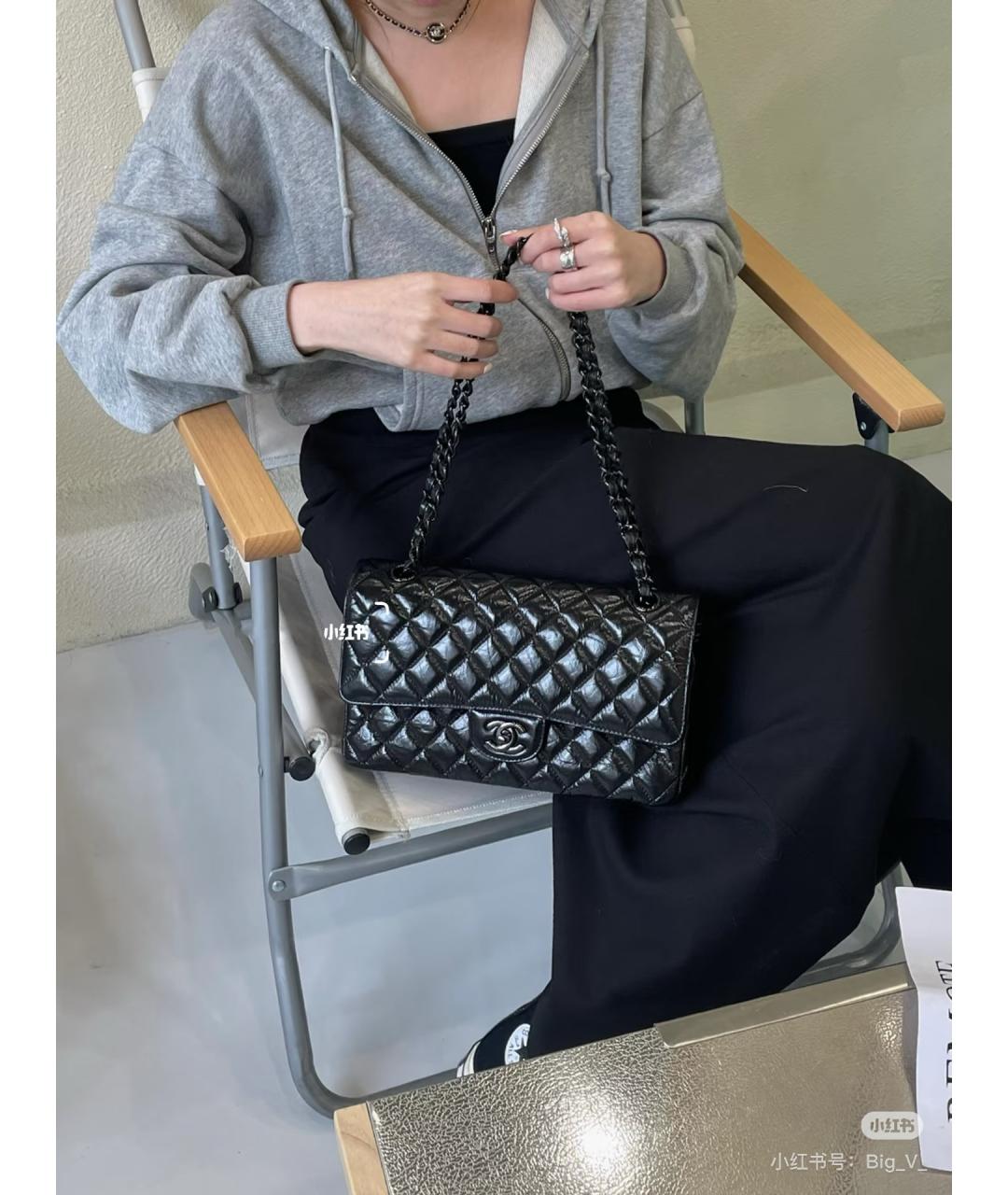 CHANEL Черная кожаная сумка через плечо, фото 6