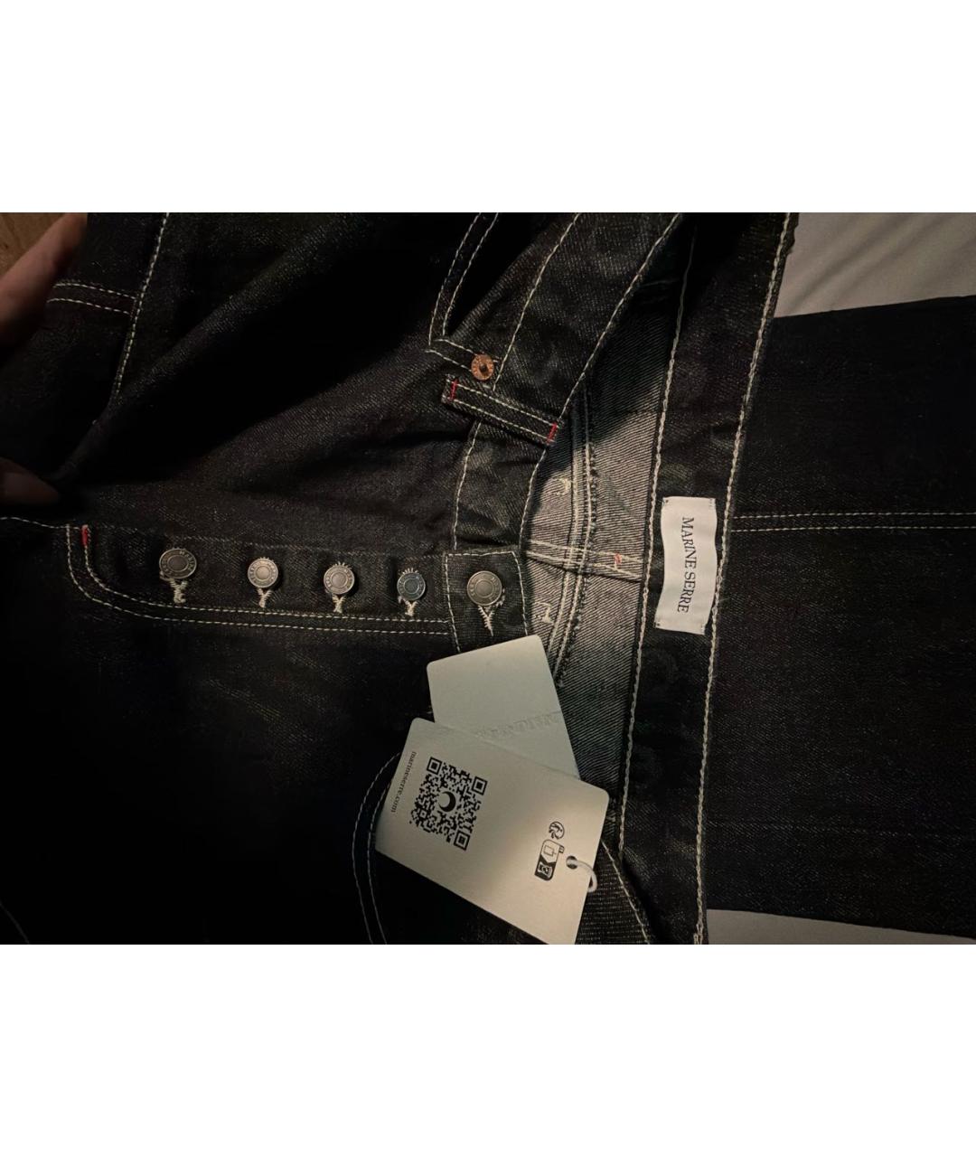 MARINE SERRE Черные хлопковые прямые джинсы, фото 3