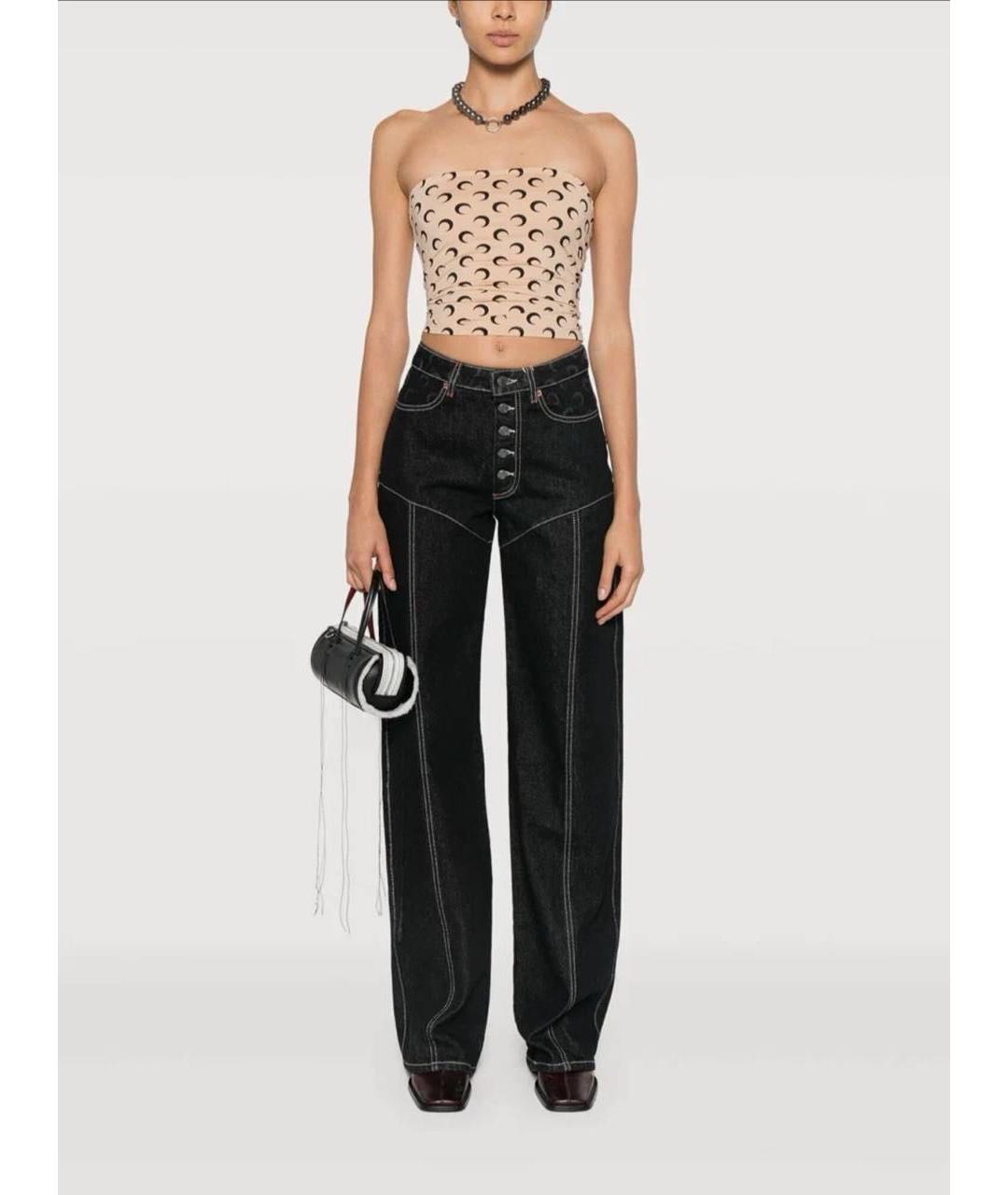 MARINE SERRE Черные хлопковые прямые джинсы, фото 6