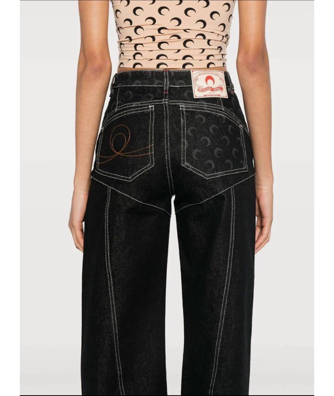 MARINE SERRE Черные хлопковые прямые джинсы, фото 7