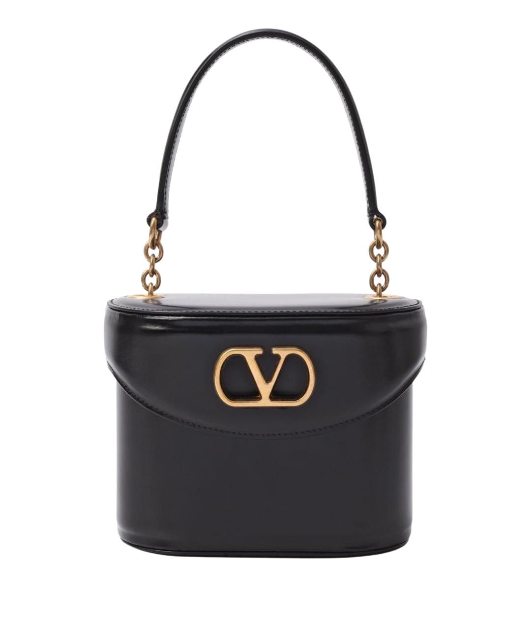 VALENTINO Черная кожаная сумка с короткими ручками, фото 1