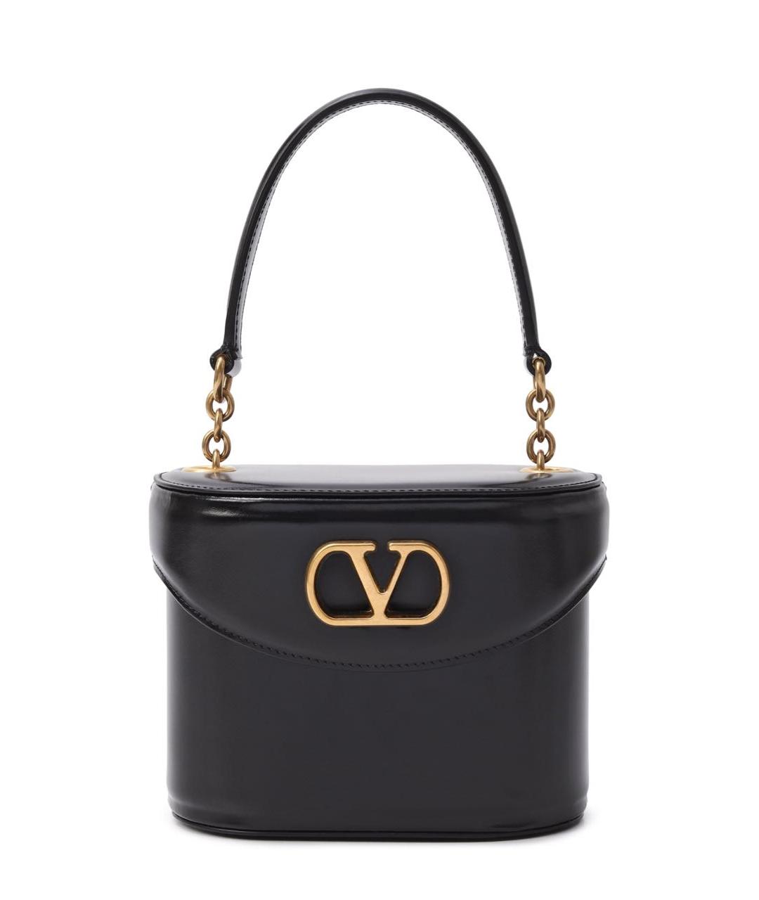 VALENTINO Черная кожаная сумка с короткими ручками, фото 5