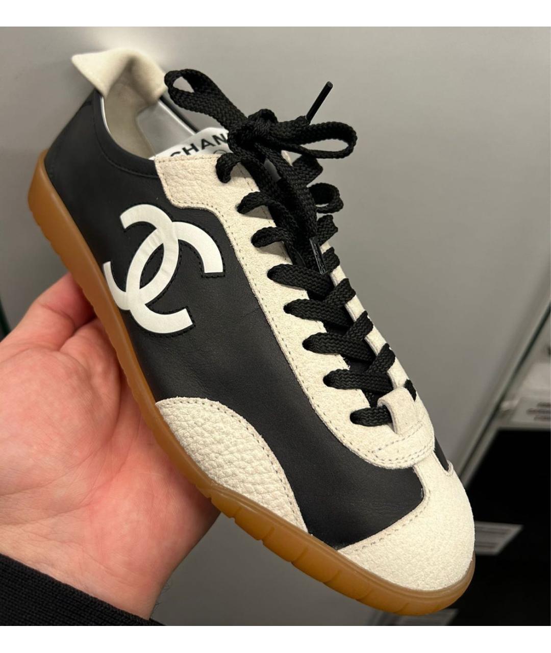 CHANEL Черные кожаные кроссовки, фото 6