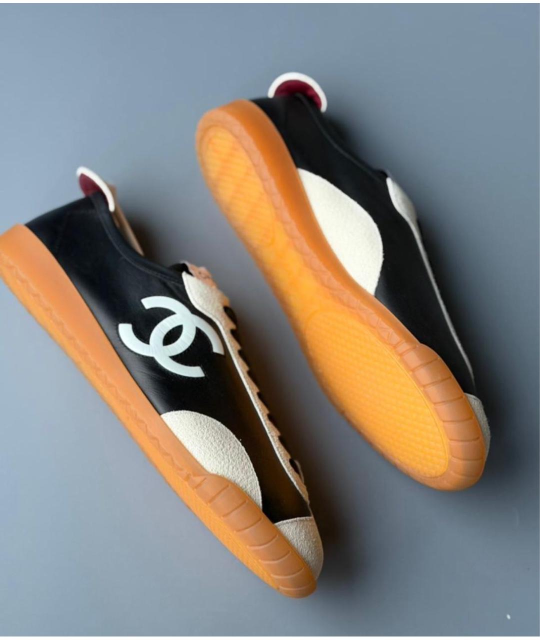 CHANEL Черные кожаные кроссовки, фото 5