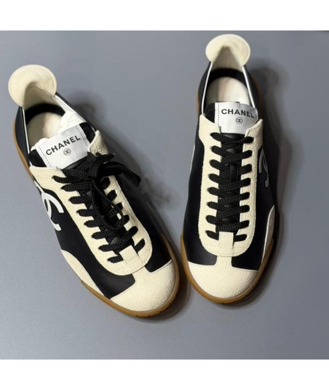 CHANEL Черные кожаные кроссовки, фото 2