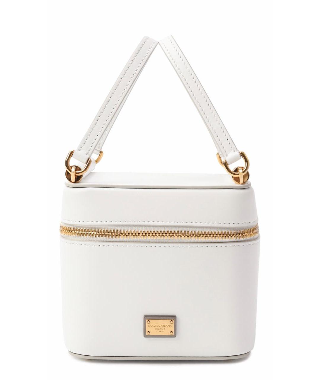 DOLCE&GABBANA Белая кожаная сумка с короткими ручками, фото 5