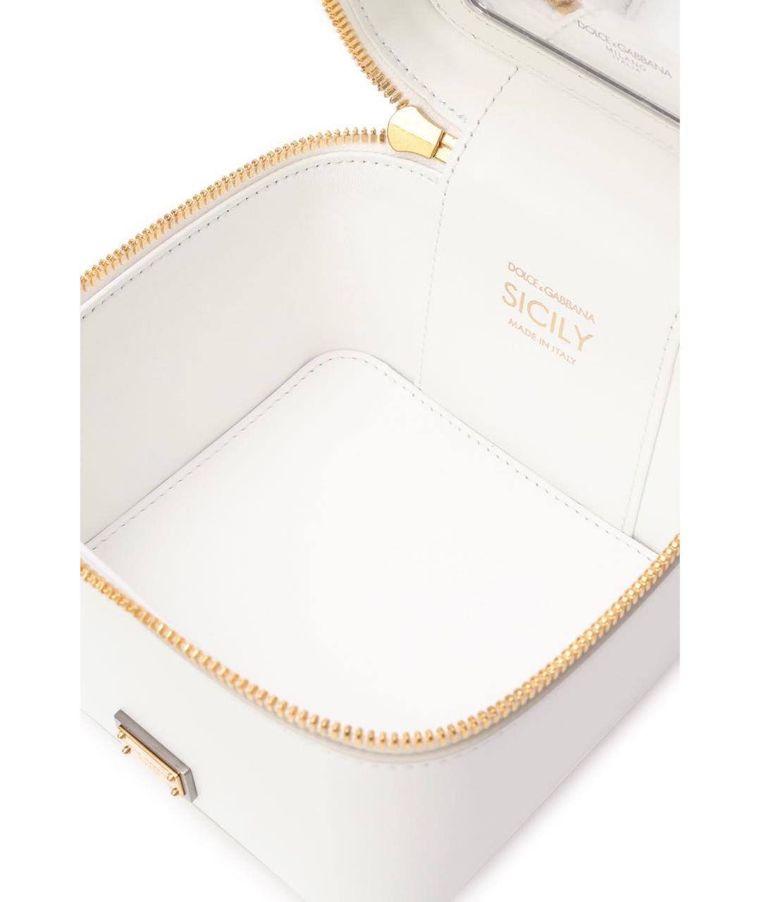 DOLCE&GABBANA Белая кожаная сумка с короткими ручками, фото 2