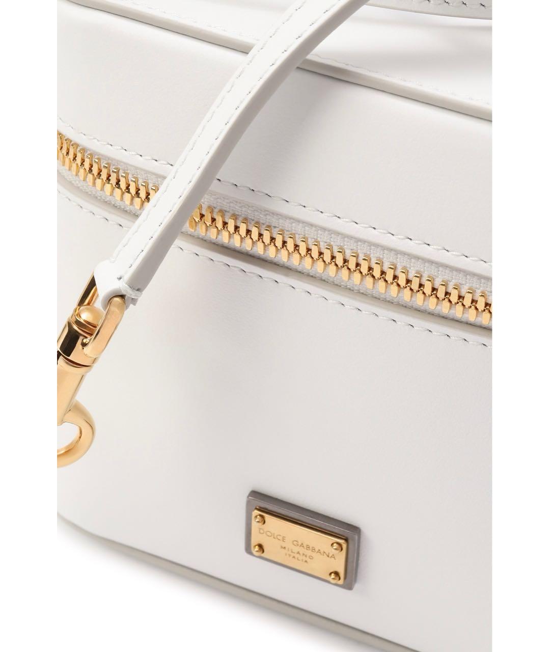 DOLCE&GABBANA Белая кожаная сумка с короткими ручками, фото 3