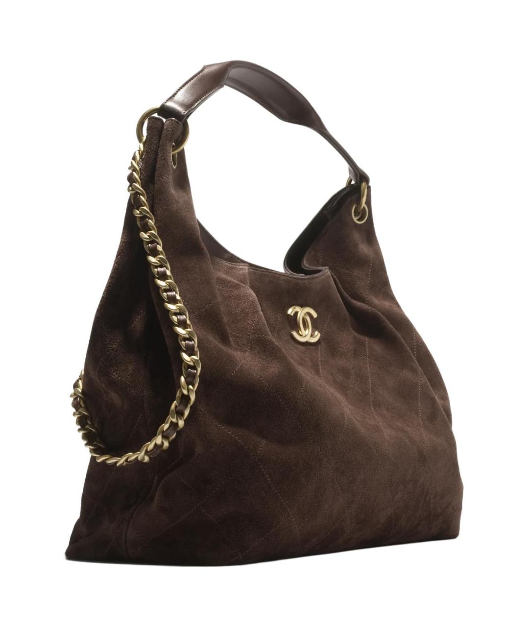 CHANEL Коричневая замшевая сумка через плечо, фото 2
