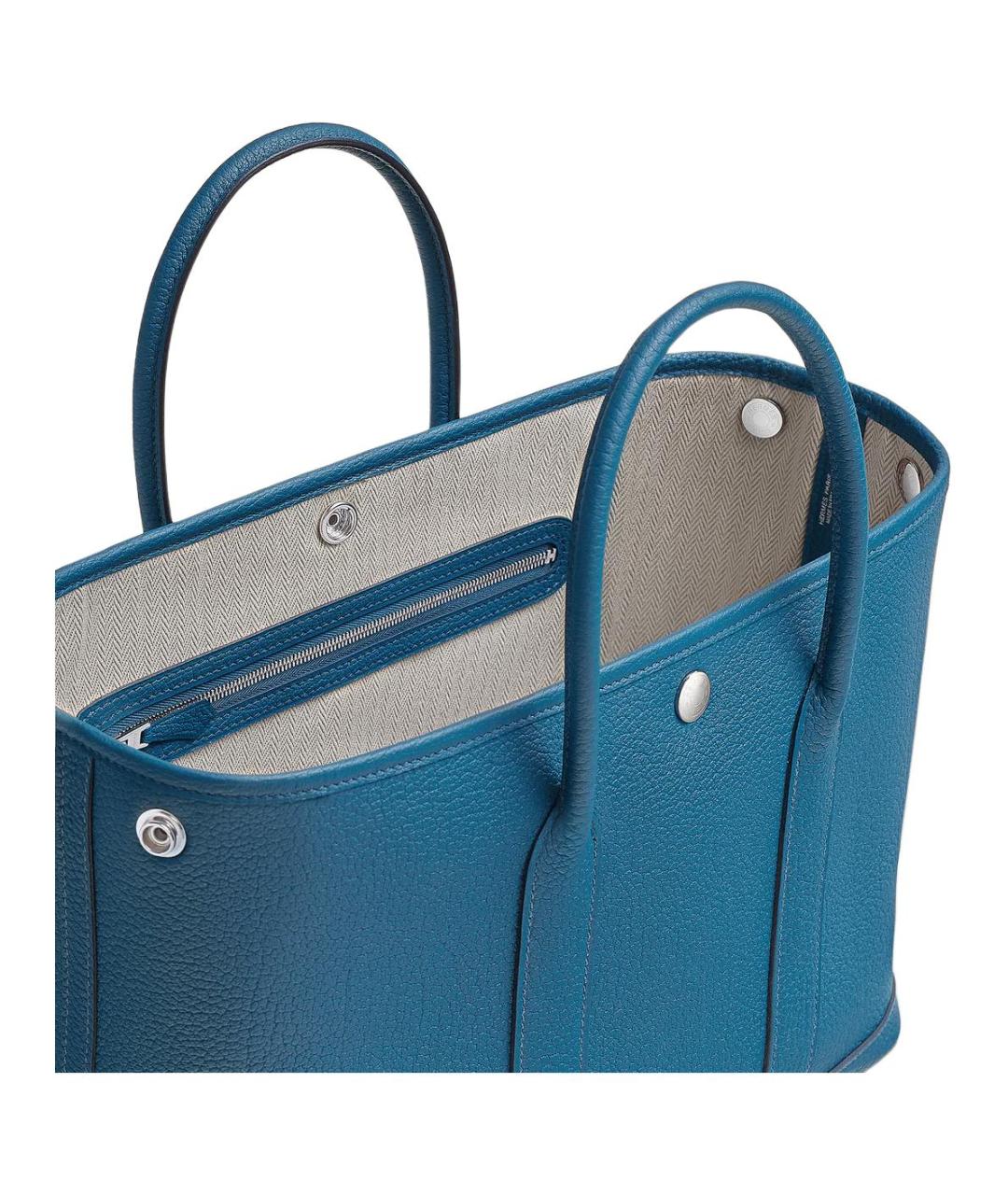 HERMES Синяя кожаная сумка с короткими ручками, фото 3