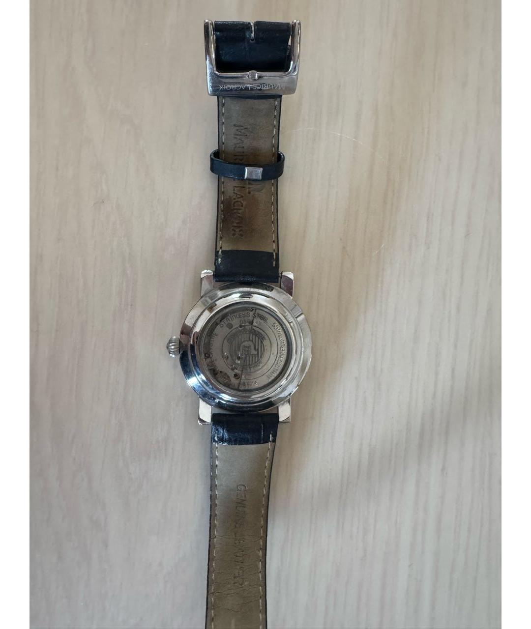 MAURICE LACROIX Черные кожаные часы, фото 4