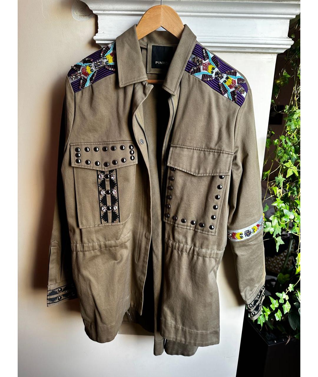 PINKO Хаки хлопковый жакет/пиджак, фото 8