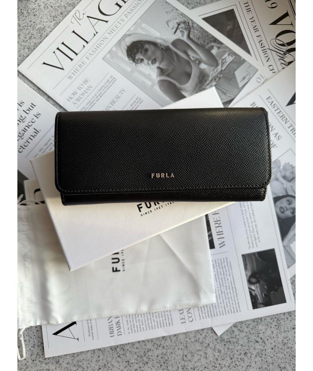 FURLA Черный кожаный кошелек, фото 5