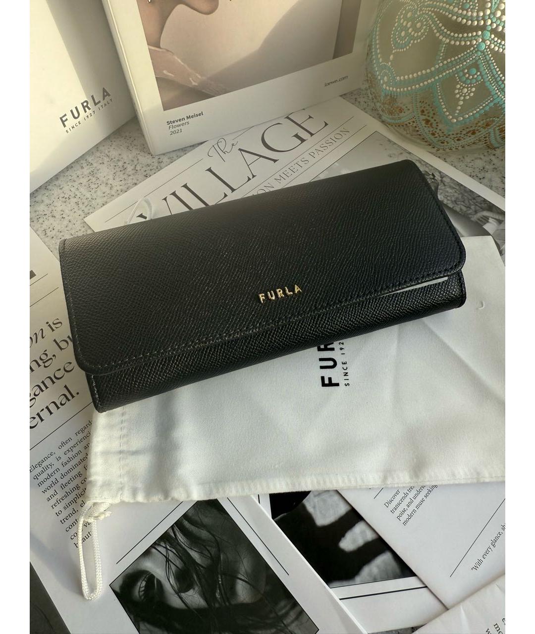 FURLA Черный кожаный кошелек, фото 2