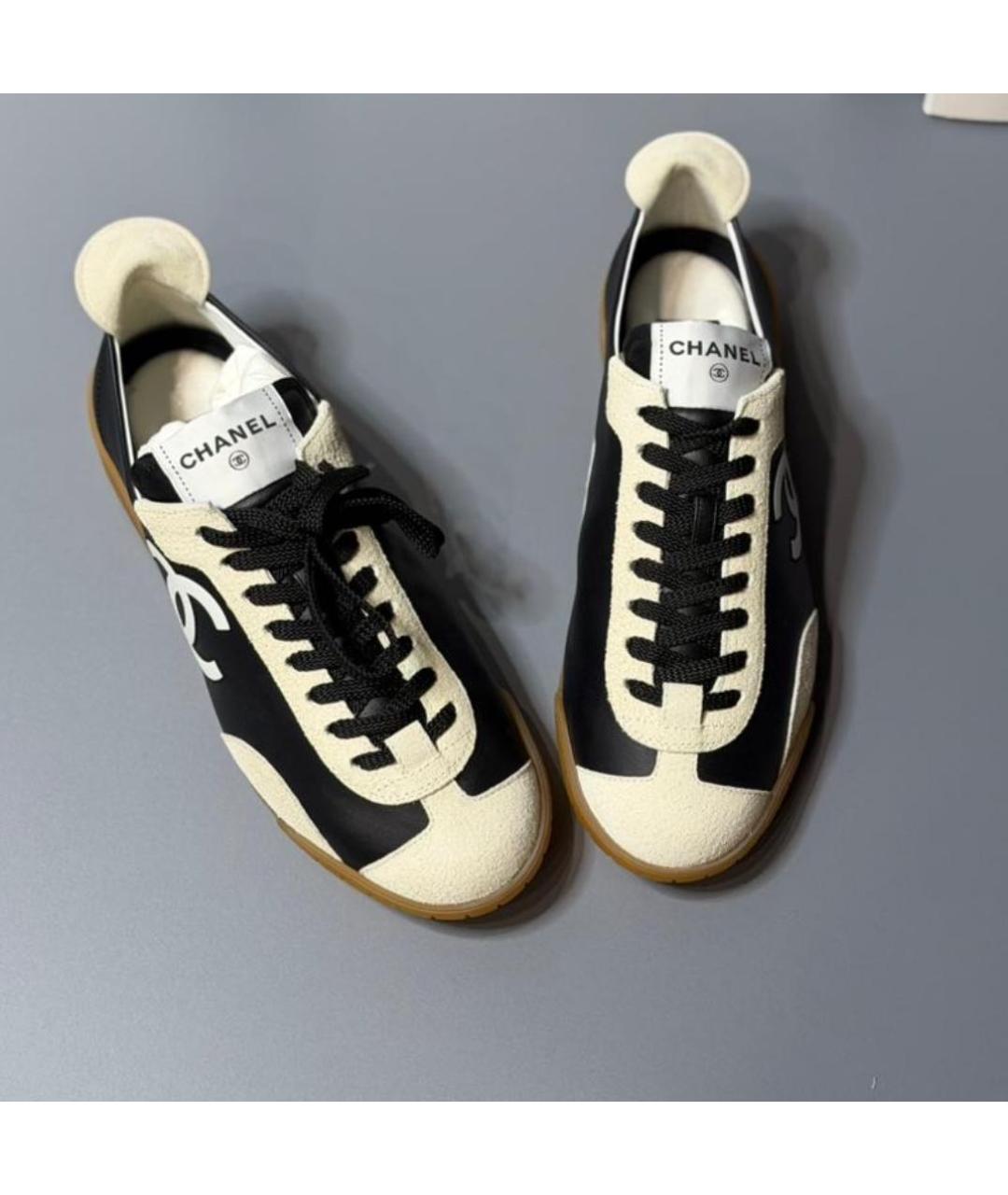 CHANEL Черные кожаные кроссовки, фото 2