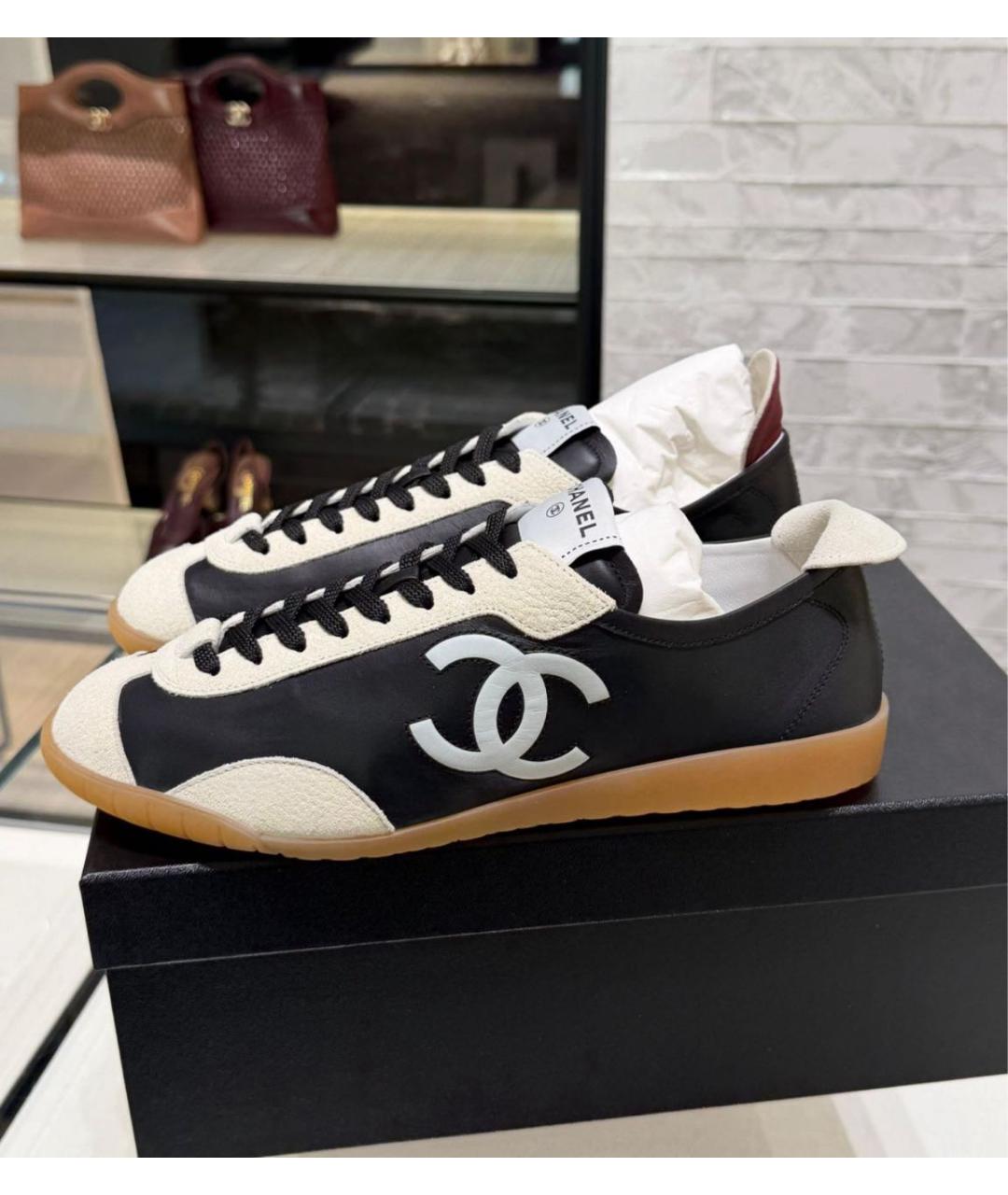 CHANEL Черные кожаные кроссовки, фото 6