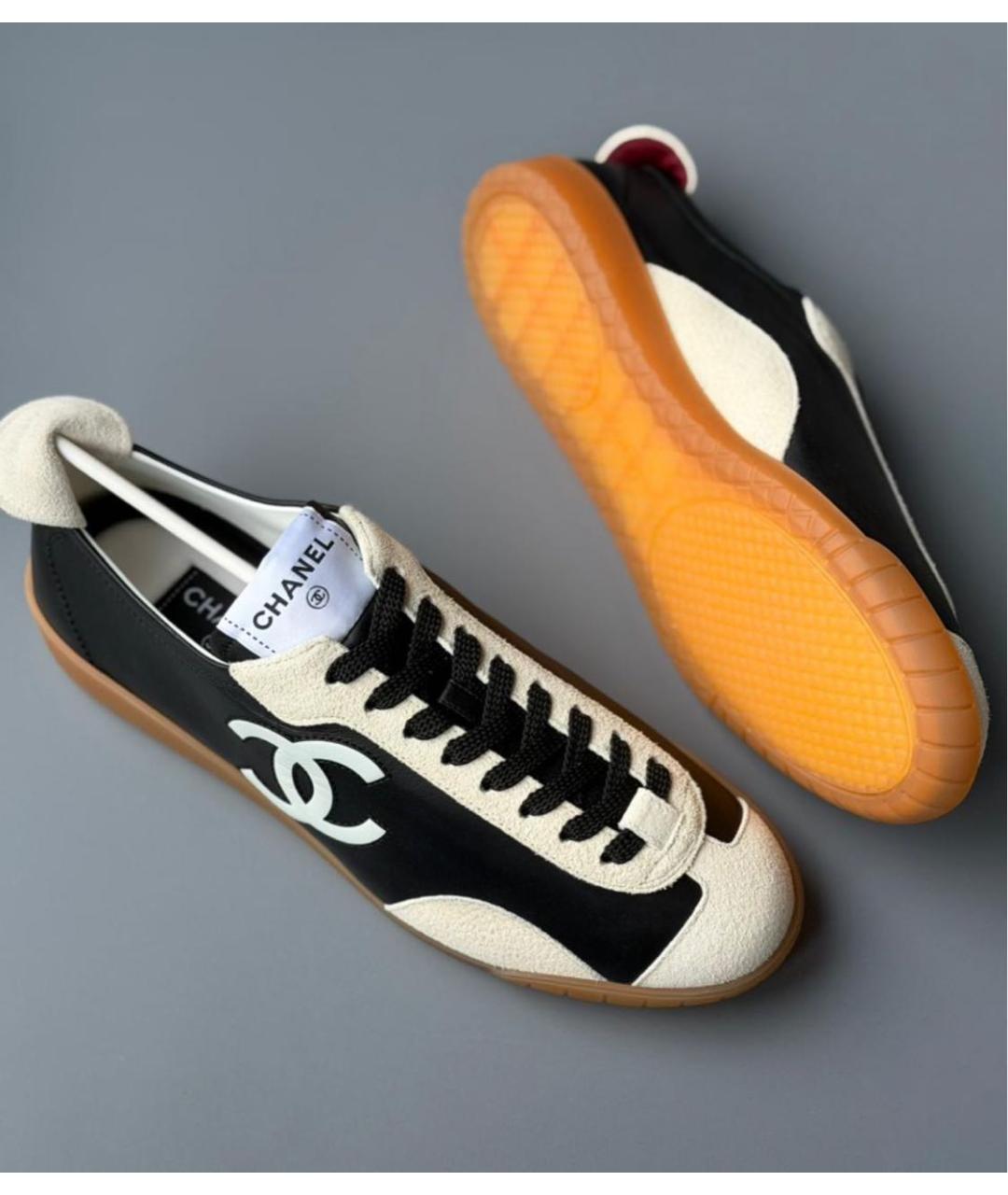 CHANEL Черные кожаные кроссовки, фото 3