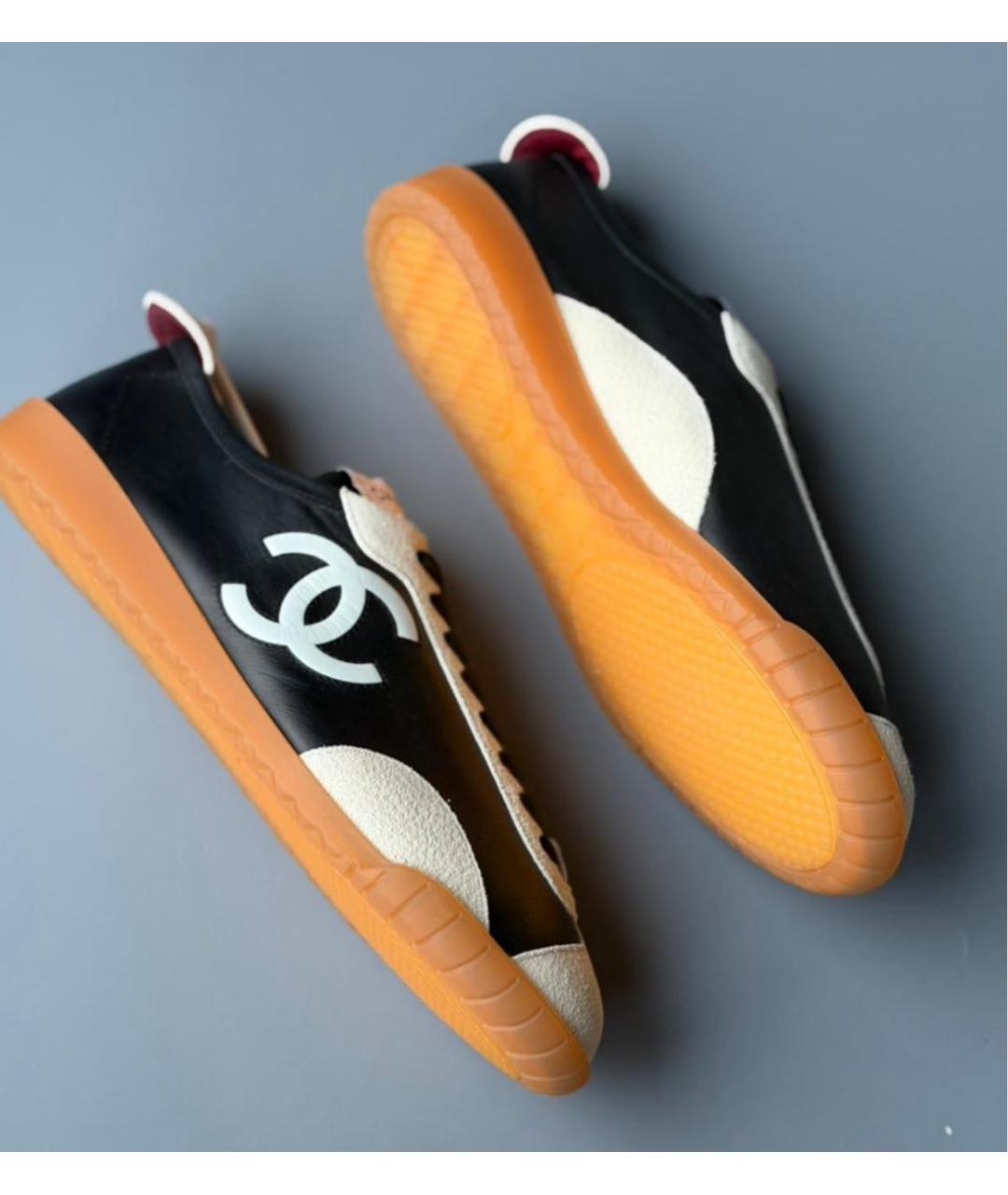 CHANEL Черные кожаные кроссовки, фото 7