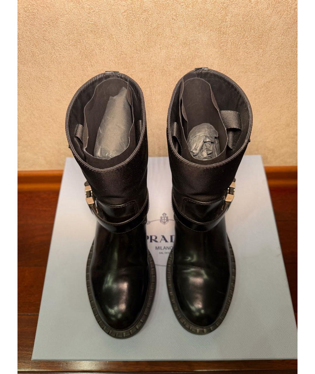 PRADA Черные кожаные ботинки, фото 3