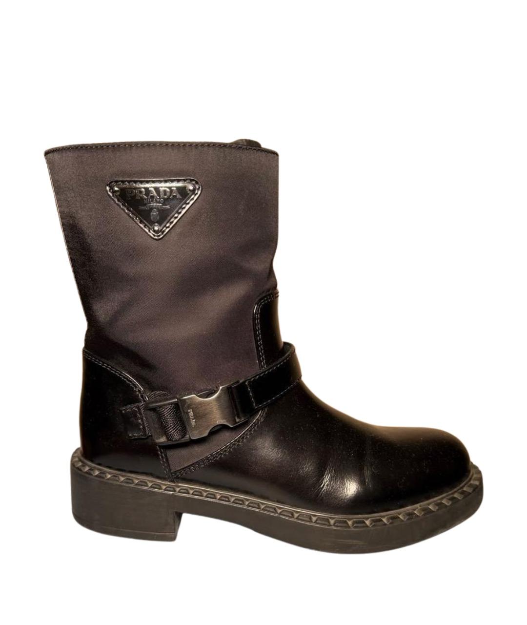 PRADA Черные кожаные ботинки, фото 1