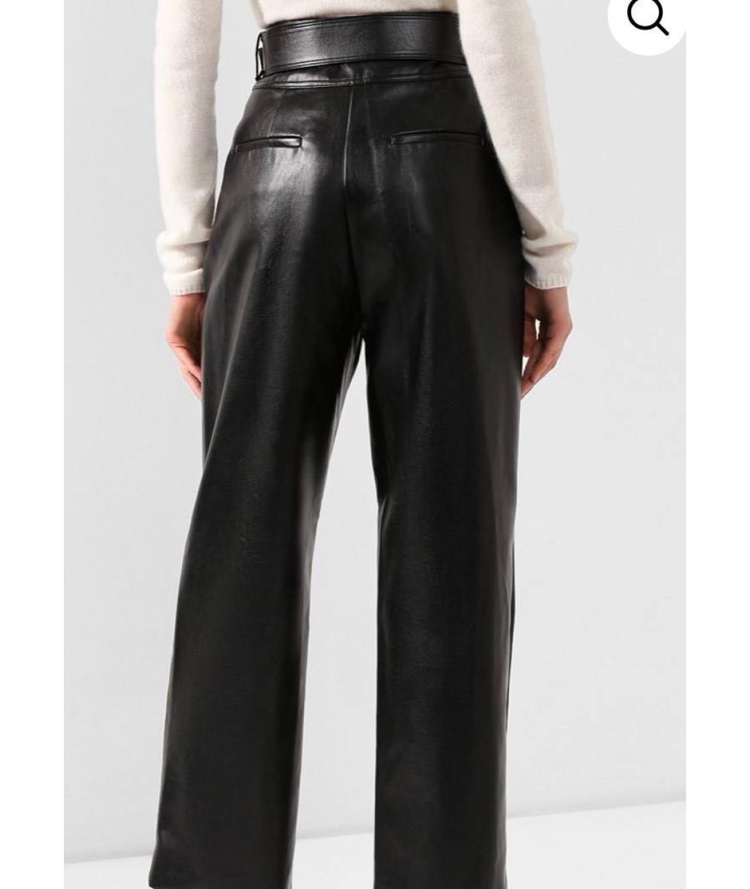 SELF-PORTRAIT Черные полиуретановые прямые брюки, фото 2