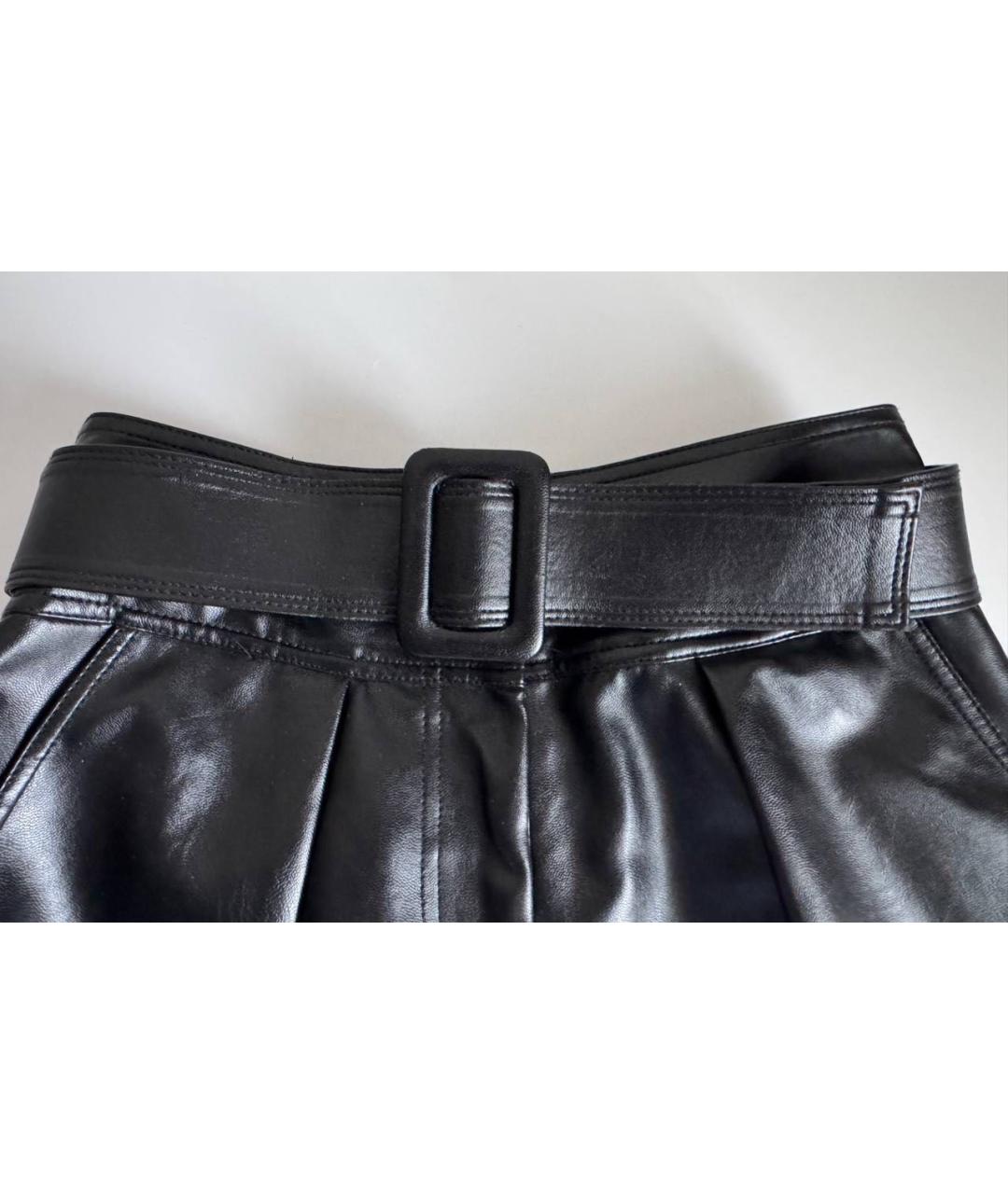 SELF-PORTRAIT Черные полиуретановые прямые брюки, фото 7