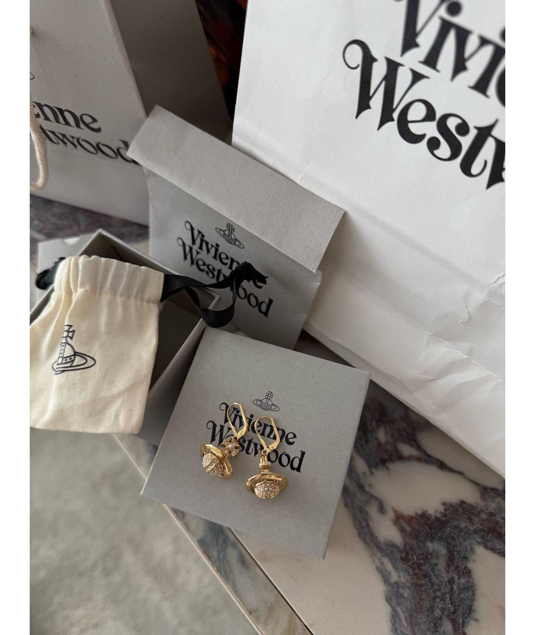 VIVIENNE WESTWOOD Золотые латунные серьги, фото 3