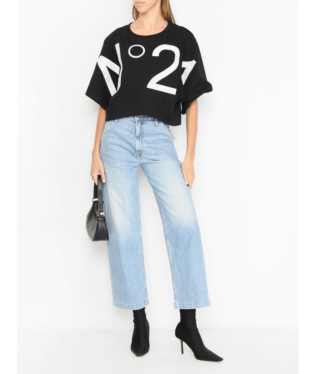 NO. 21 Черная хлопковая футболка, фото 4