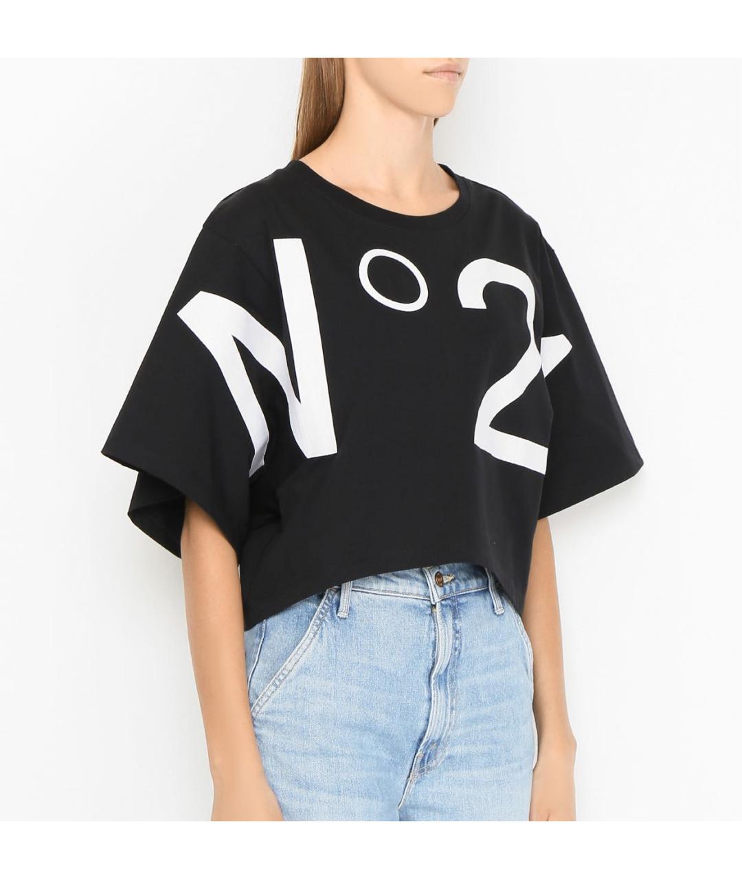 NO. 21 Черная хлопковая футболка, фото 2