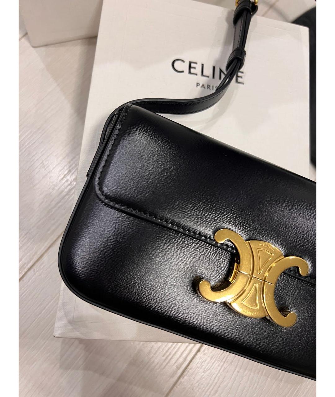 CELINE Черная кожаная сумка через плечо, фото 3