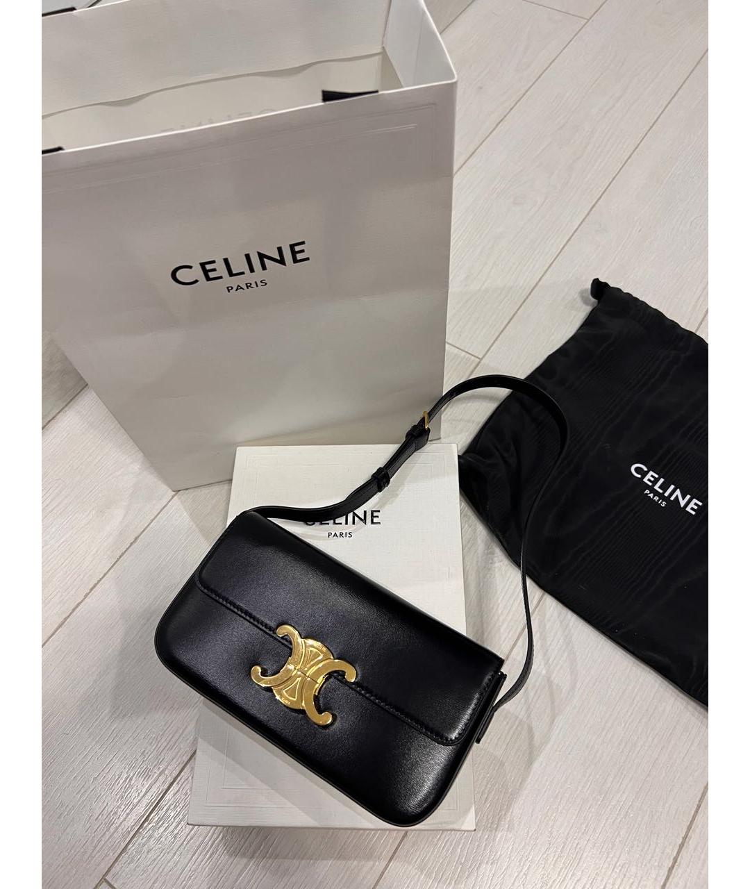 CELINE Черная кожаная сумка через плечо, фото 9
