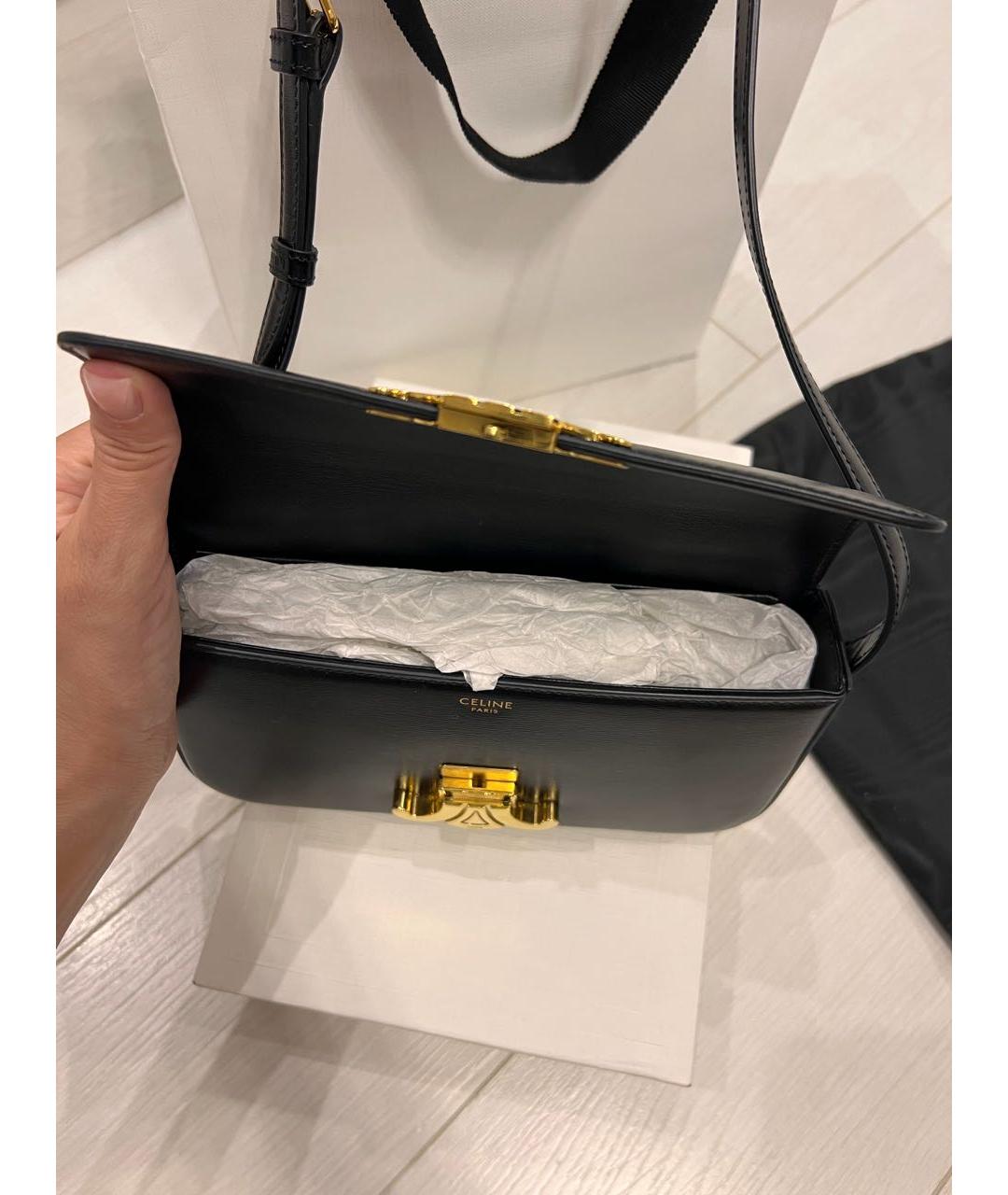 CELINE Черная кожаная сумка через плечо, фото 7