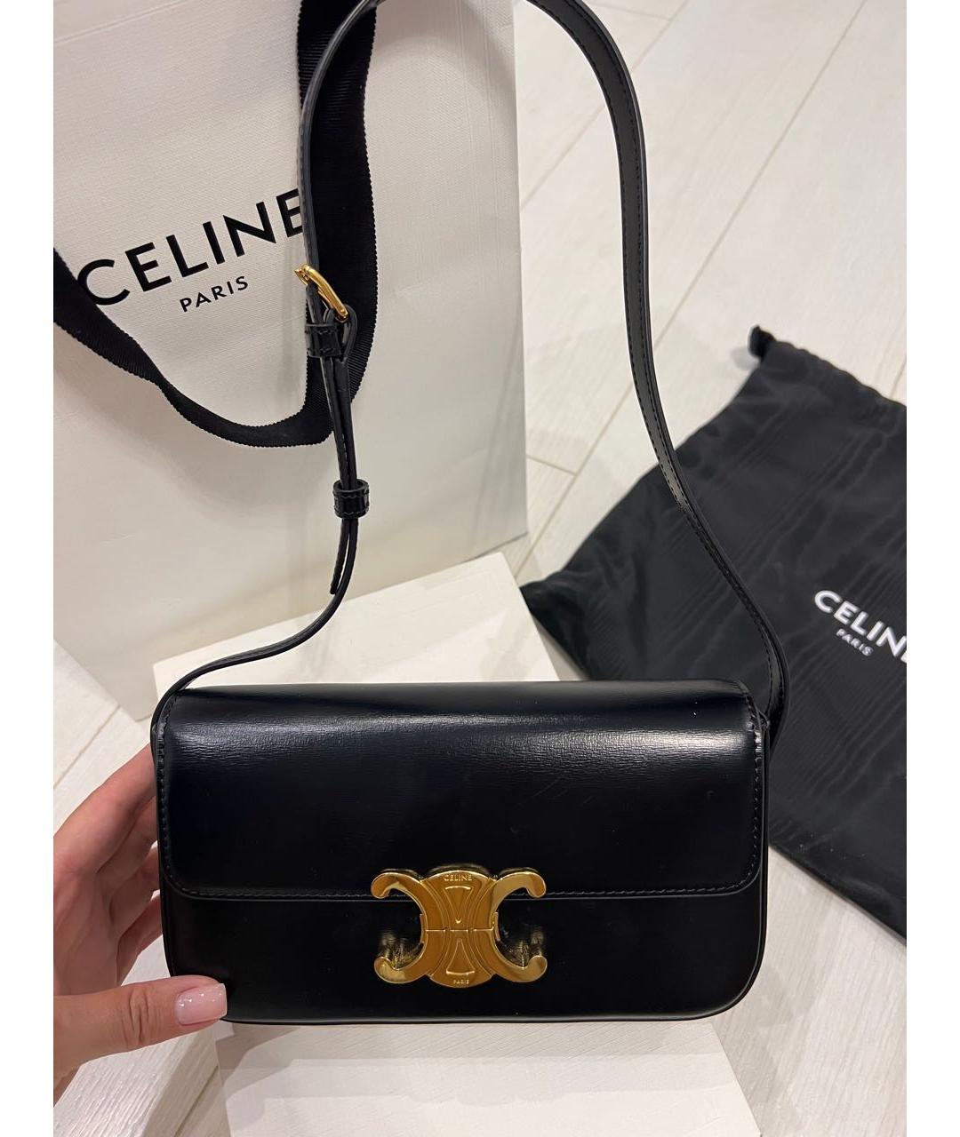 CELINE Черная кожаная сумка через плечо, фото 2