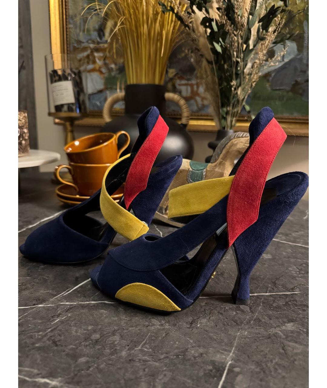 PRADA Мульти замшевые босоножки, фото 8