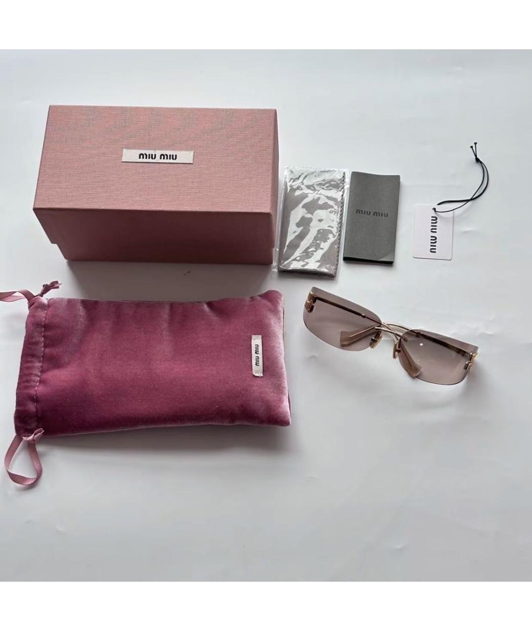 MIU MIU Коричневые металлические солнцезащитные очки, фото 5