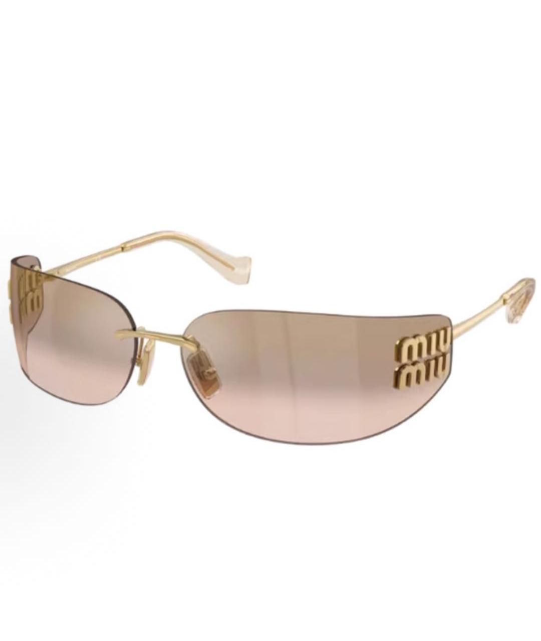 MIU MIU Коричневые металлические солнцезащитные очки, фото 7