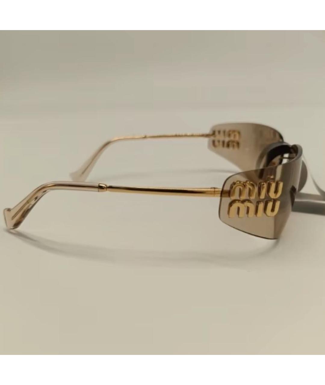 MIU MIU Коричневые металлические солнцезащитные очки, фото 4