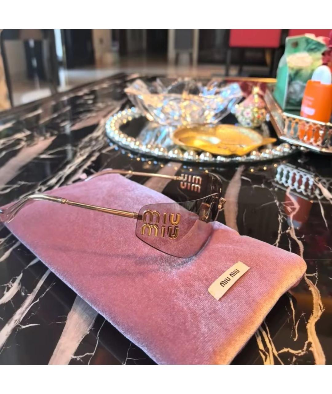 MIU MIU Коричневые металлические солнцезащитные очки, фото 6