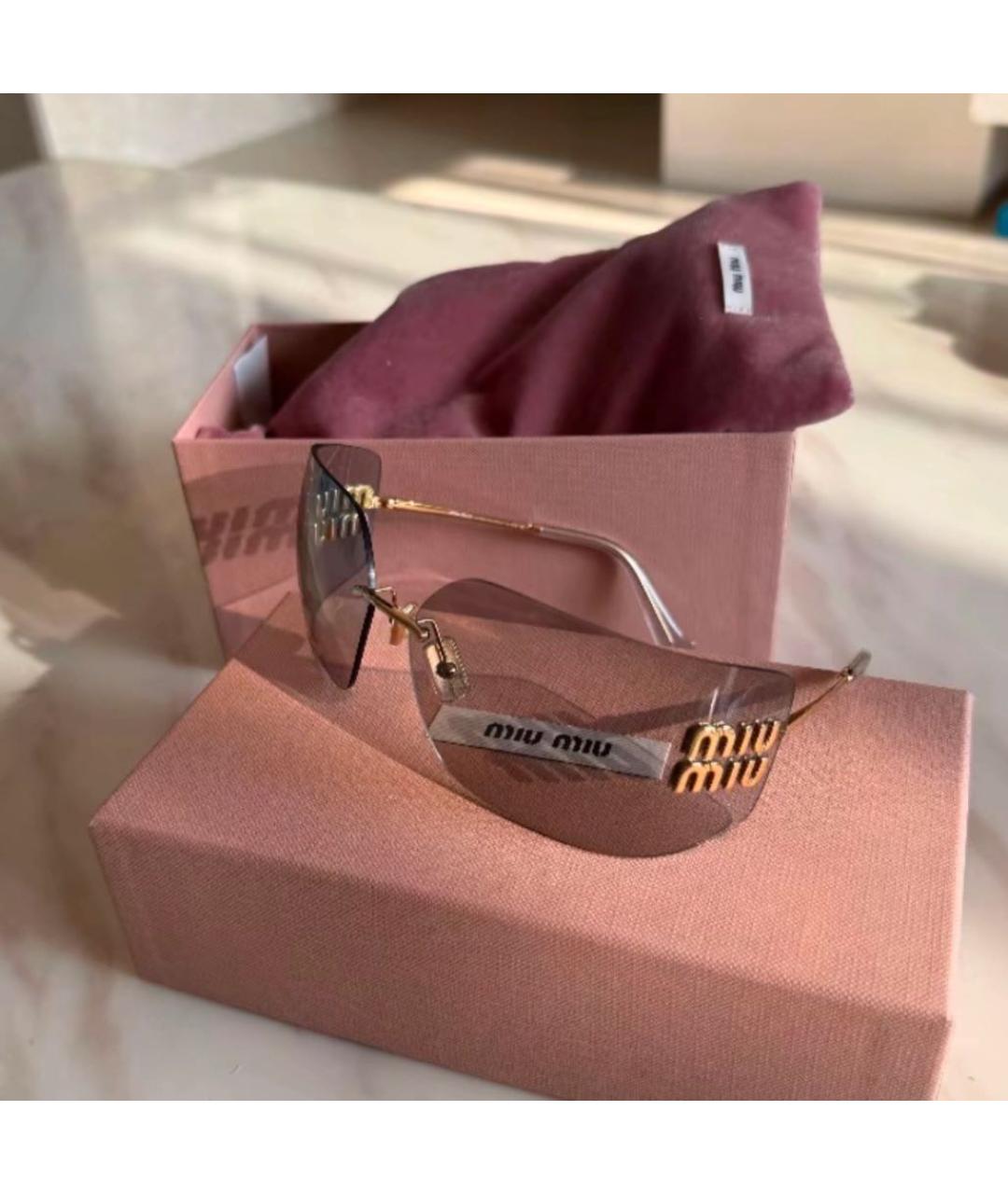 MIU MIU Коричневые металлические солнцезащитные очки, фото 3