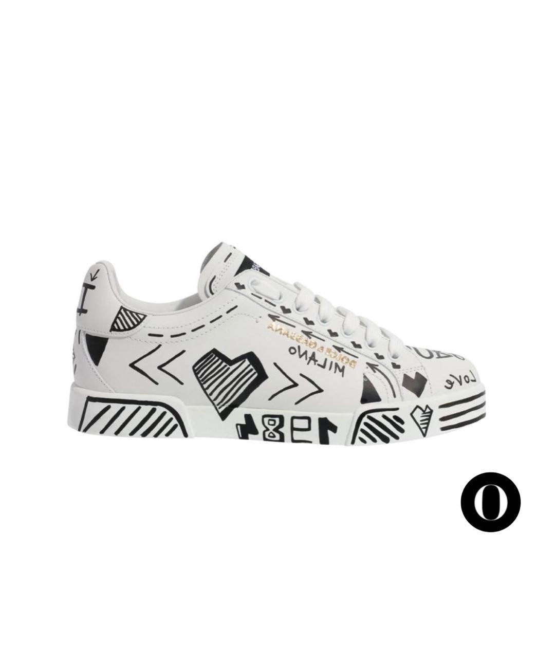 DOLCE&GABBANA Белые кожаные кеды, фото 7