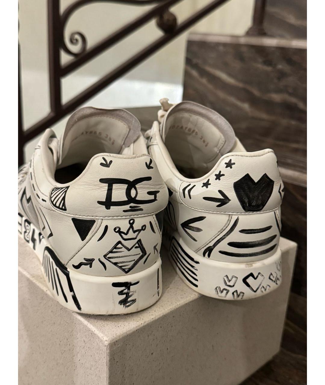 DOLCE&GABBANA Белые кожаные кеды, фото 4