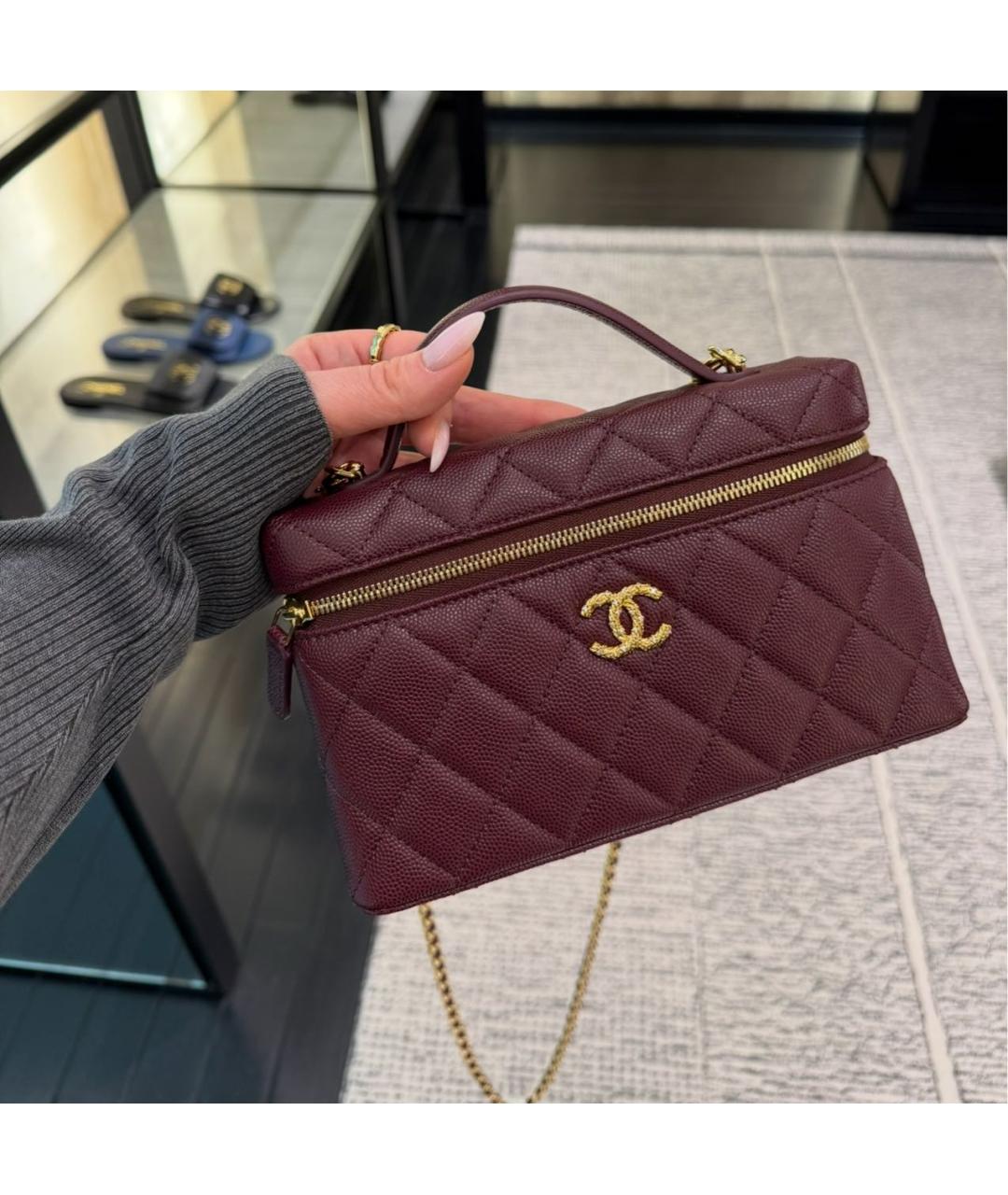 CHANEL Бордовая кожаная сумка через плечо, фото 4