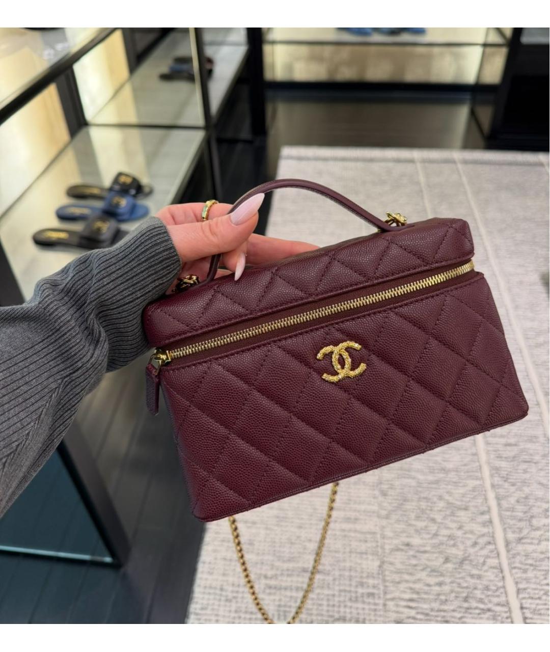 CHANEL Бордовая кожаная сумка через плечо, фото 2