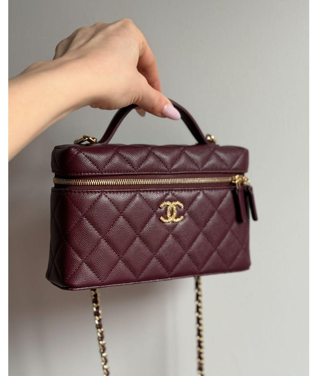 CHANEL Бордовая кожаная сумка через плечо, фото 5