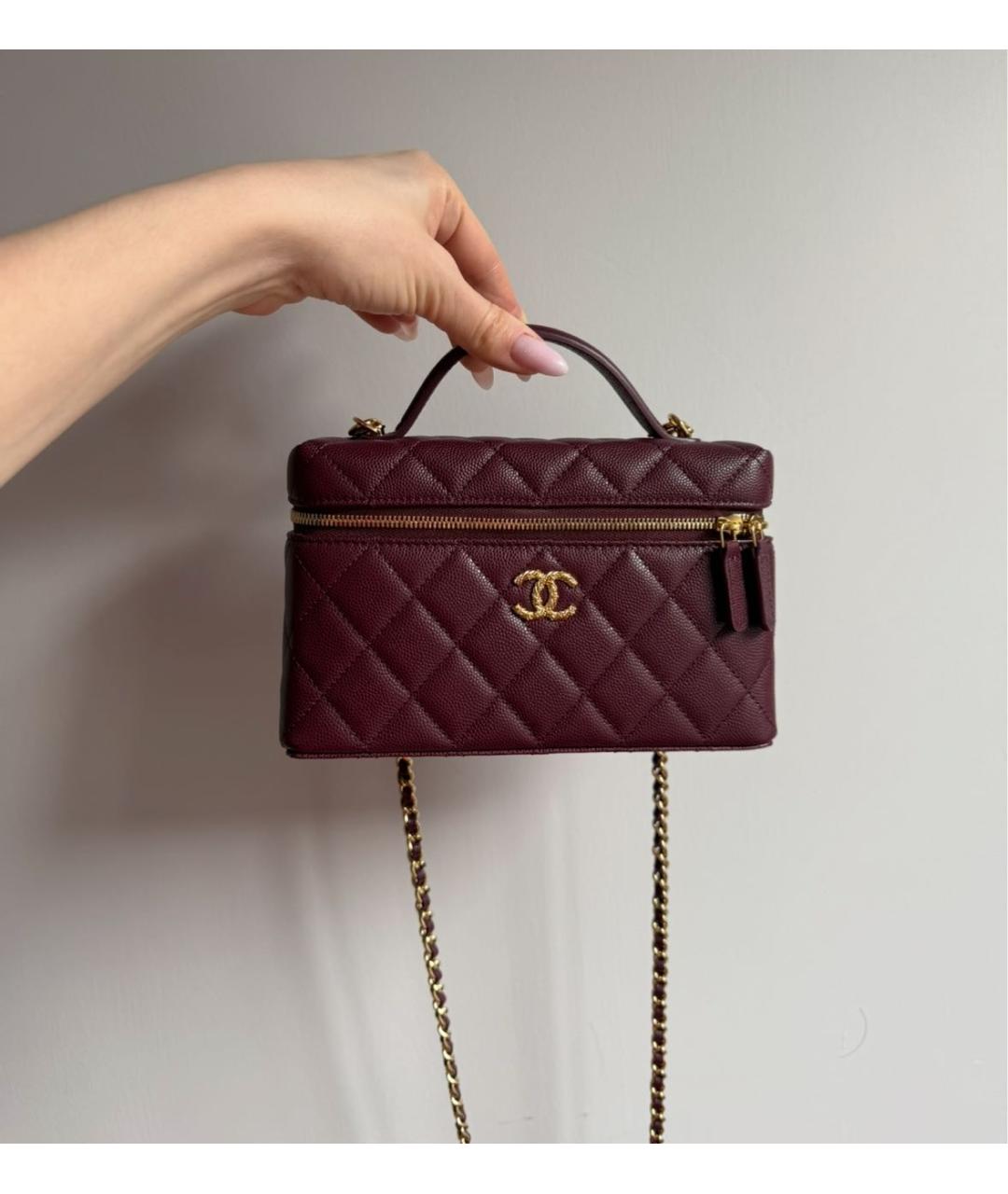 CHANEL Бордовая кожаная сумка через плечо, фото 3