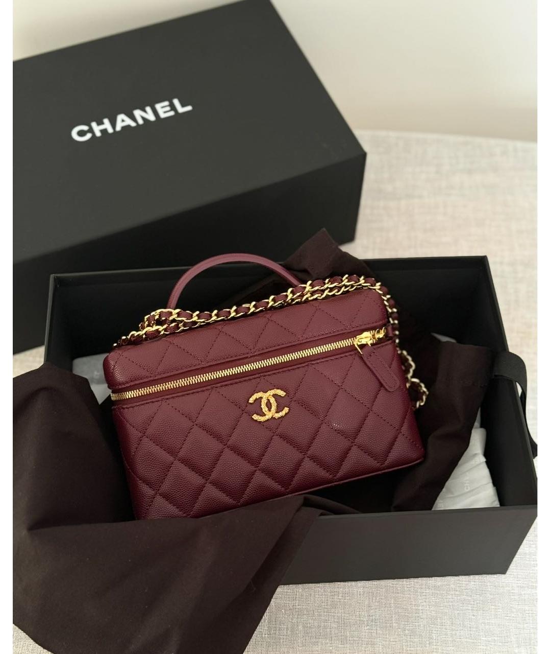 CHANEL Бордовая кожаная сумка через плечо, фото 6