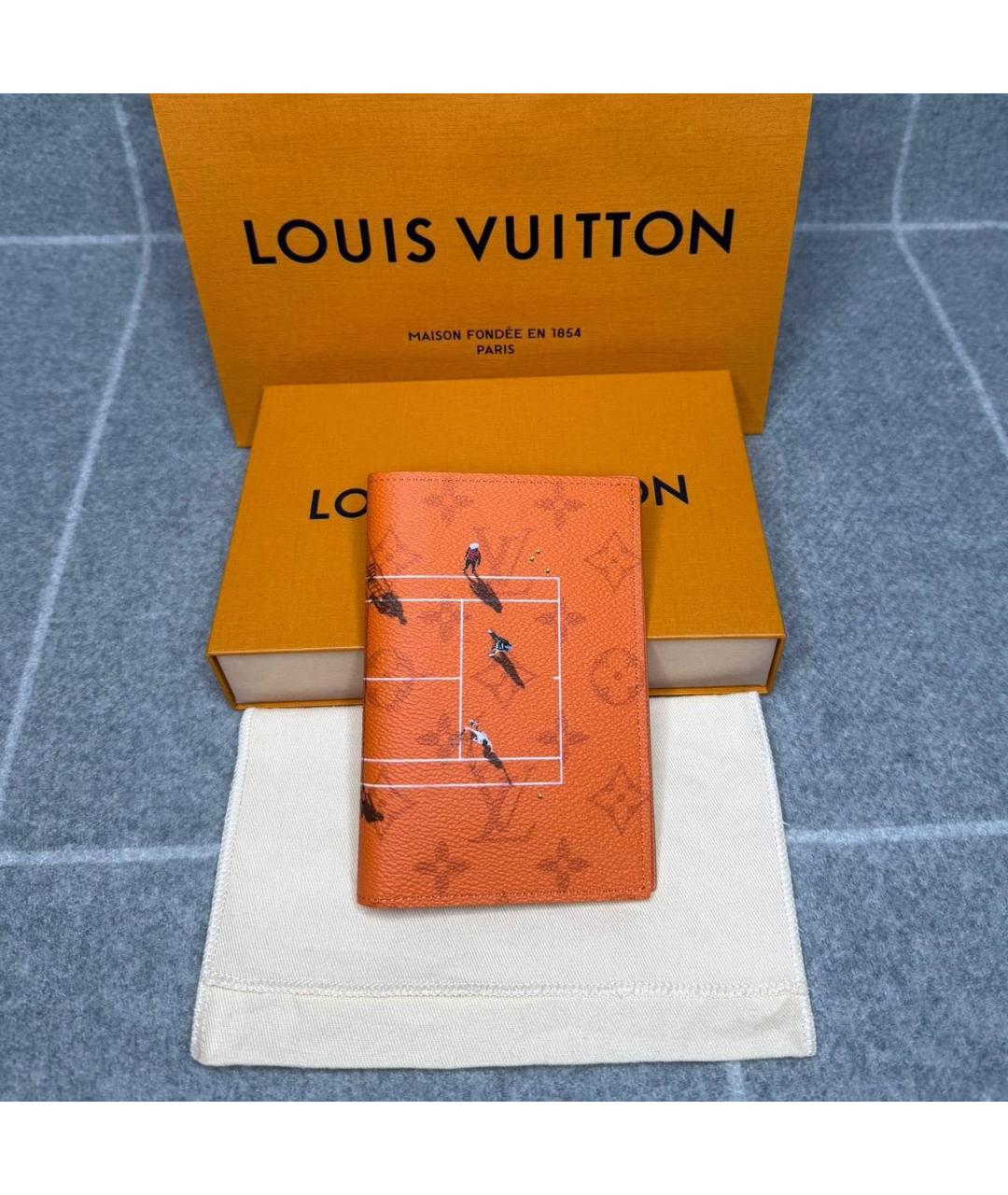 LOUIS VUITTON Оранжевая кожаная визитница, фото 3