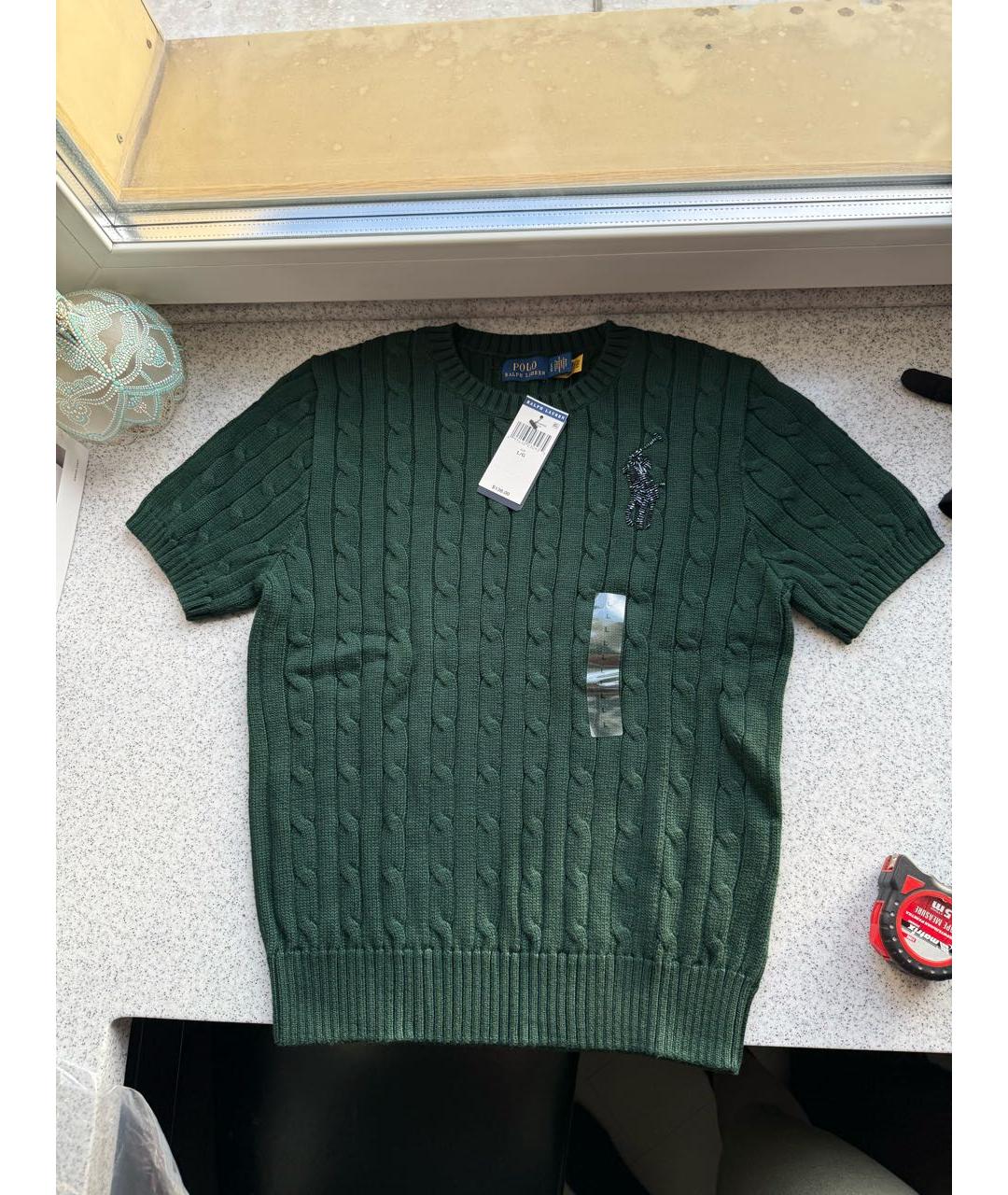 POLO RALPH LAUREN Зеленый хлопковый джемпер / свитер, фото 6